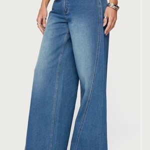 Edikted Wide Leg Jeans in Classic Blue